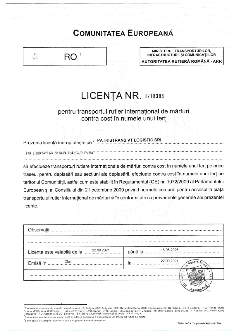 Licenta Intermediere - Patris Trans VT Logistic-2